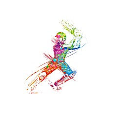 abstract colorful cricket player hitting big shot, colorful illustration 