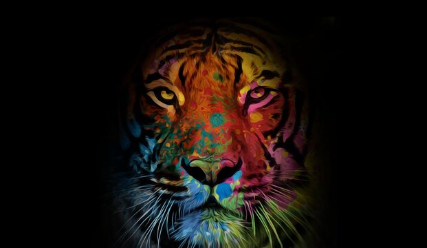 Beautiful painting of tiger on an abstract background,