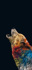 Obraz na płótnie Canvas colorful dog head with cool isolated pop art style backround. WPAP style