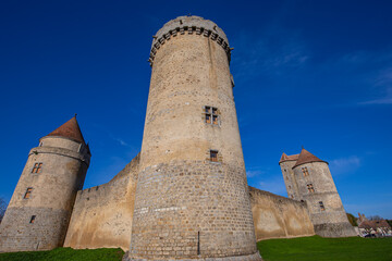 Fototapeta na wymiar exteriors of castle of Blandy les tours, france