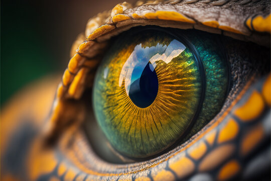 Closeup of the mystical animal eye made with Generative AI	