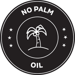 No Palm Oil icon, palm oil free black Rounded vector icon with palm treen outlined icon. no palm oil symbol badge.