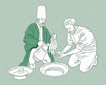 green robed man washing hands clip art preview