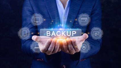 Internet data storage backup, technology business concept, Cloud technology, Data storage, Networking and internet service concept.