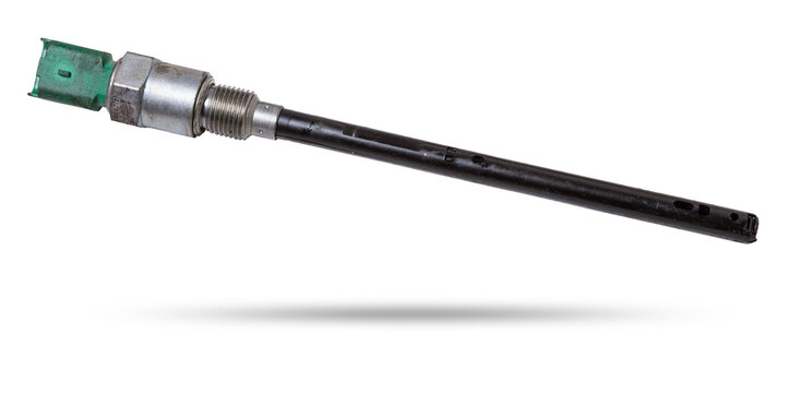 Electronic oil level sensor in the engine on a white isolated background. Spare part catalog