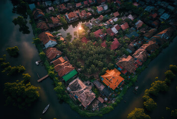 Thailand's home hamlet as seen from above in Bangkok. Generative AI