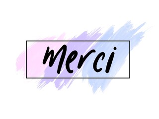 Merci Card. Hand Written Lettering for Title, Heading, Photo Overlay, Wedding Invitation, Thank You Message.