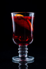 Autumn mulled wine red wine with orange, apple and spices cinnamon sticks, star anise