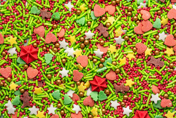 Fototapeta na wymiar Christmas sprinkles decorations for cookies