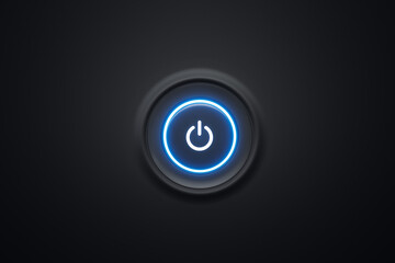 Power button icon isolated on dark background. 3d illustration  