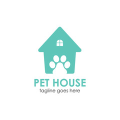 Pet House logo design template with dog icon and house. Perfect for business, technology, mobile, app, etc