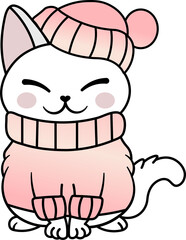 Cute Cozy Colorful Snow Winter Cat Kitty