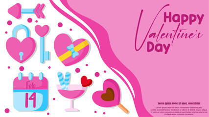 Happy valentines day background flat design