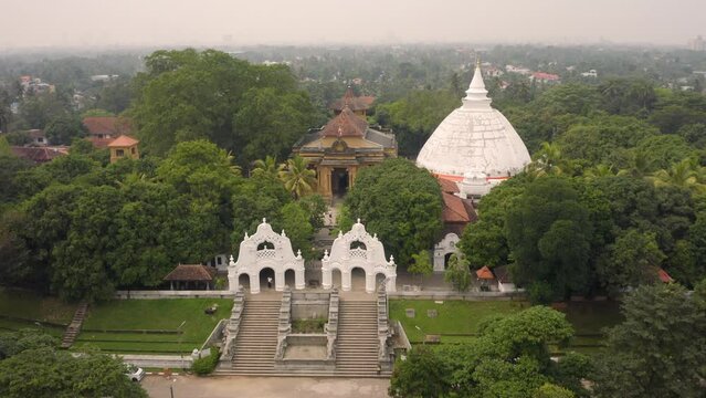Aerial view of Kelaniya Raja Maha Viharaya. Buddhist Temple in Sri Lanka