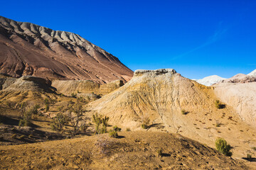Fototapeta na wymiar Multicolored Aktau mountains. Altyn Emel National Park. Kazakhstan