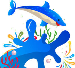 World ocean day cartoon illustration