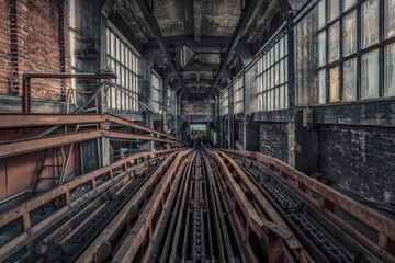 The rail way of an old and abandoned coal mine. Coal phase-out