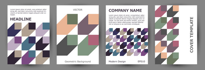 Corporate notebook front page template collection vector design. Swiss style abstract placard