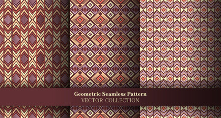 Bright geometry argyle seamless ornament collection. Navajo tracery ethnic patterns. Argyle ikat geometric vector repeating background package. Cover background templates.
