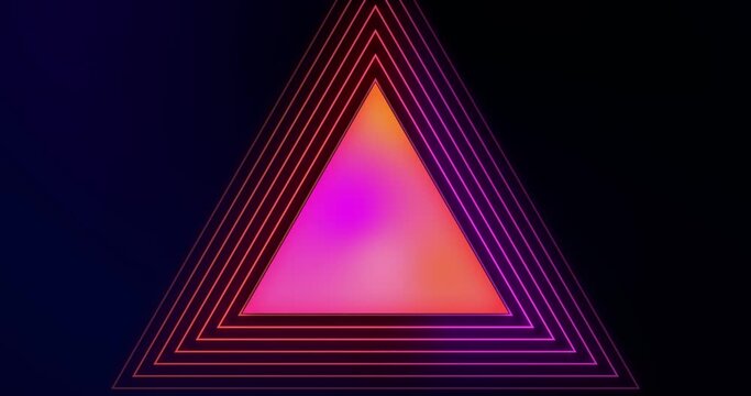 Shape background animation with colorful line motion. abstract neon background with assorted geometric shapes, glowing lines appear in the dark. Video footage for assets.