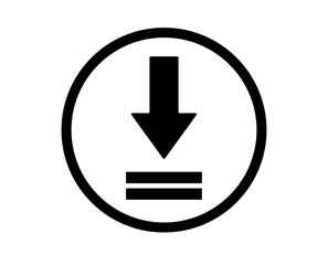 Download button icon isolated. Vector with down arrow indicating online data transfer