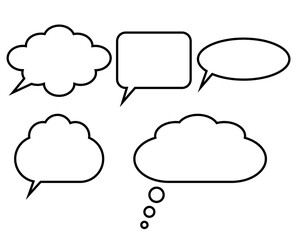 Speech bubble icons. Vector set with chat bubbles for web and comics on isolated white background