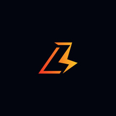 Lightning combination with the letter L, negative space. Logo design.