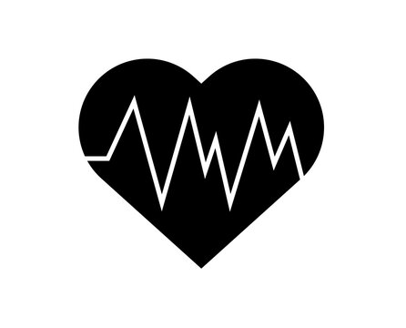 Heart icon with heartbeat. Health and blood concept on isolated white background