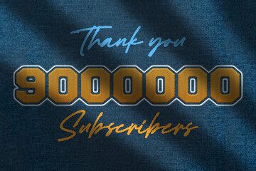 Fototapeta premium 9000000 subscribers celebration greeting banner with Embroidery Design