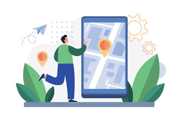 Searching For Location Illustration concept on white background