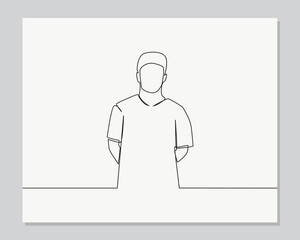 Sketch, Hand drawn, single line art man use for logo poster and background