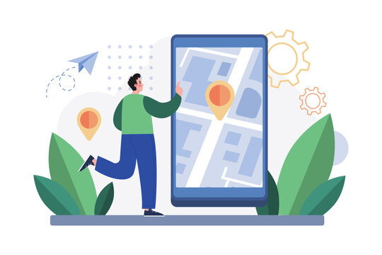 Searching For Location Illustration concept on white background