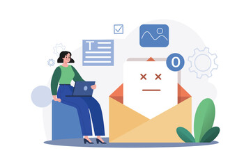 Empty Inbox Illustration concept on white background