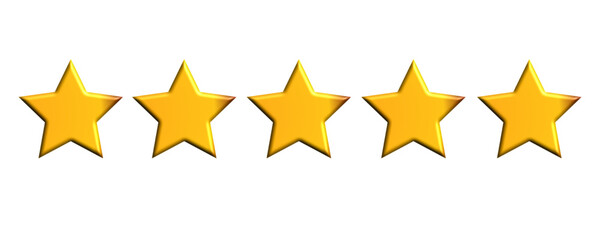 Five stars rating button. Yellow rating for web and app stars on white background