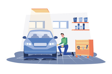 Car Tuning Illustration concept on white background