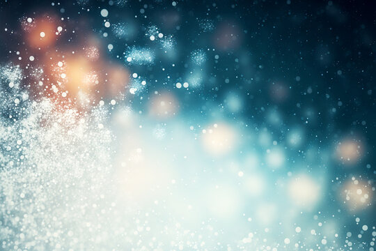 Blurred winter background with snow. Generative Ai. 