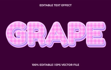 Grape editable text effect, lettering typography font style, purple 3d text for tittle