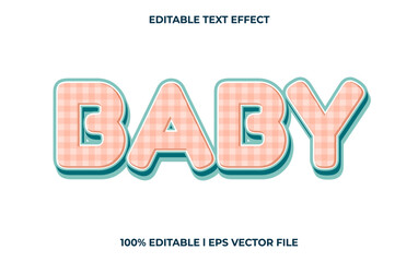 Baby editable text effect, lettering typography font style, cute 3d text for tittle