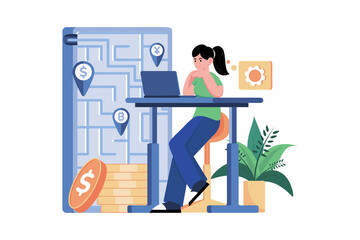 Financial Strategy Illustration concept on white background