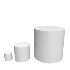 3D illustration - Three different sized cylinders.