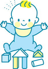 元気に遊ぶ赤ちゃんのイラスト素材