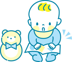 元気に遊ぶ赤ちゃんのイラスト素材