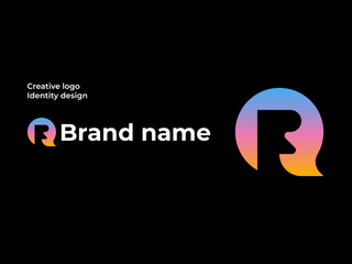 simple and minimal lettering logo, abstract f letter identity design concept with gradient, f chat
