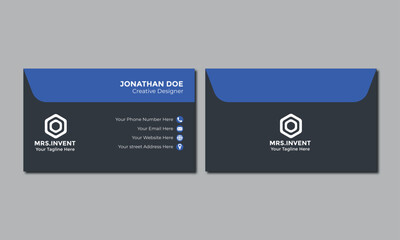 Blue business card Creative and Clean Business Card Modern business card Business card template Vector Design Business Card Identity Card and Name Card Double side business card