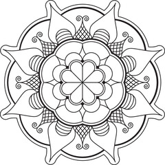 Mandala art for coloring in floral design