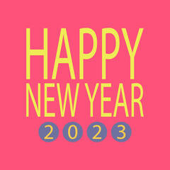 Happy new year 2023 on pink background, copy space. vector.