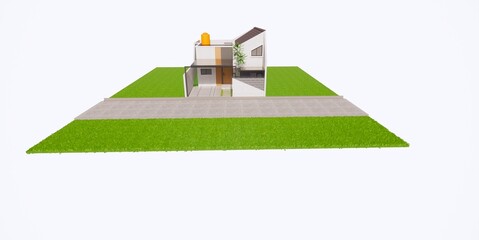 3d rendering and illustration house building with modern concept