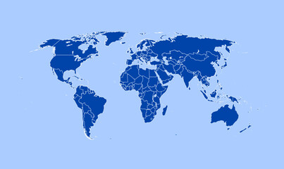 Blue World Map Vector Illustration