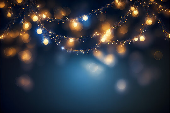 Light garland in front of blurred background