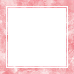 シンプルな水彩風ピンク色の正方形フレーム素材